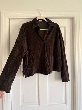 LESET Dark Brown Corduroy Button-Front Jacket